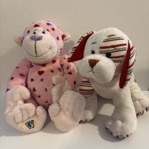 Ganz Webkinz Holiday Plush Lot Love Monkey Peppermint Puppy No Codes Retired